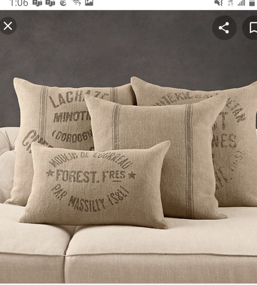 Restoration Hardware Other - Restoration Hardware Neutral Tan Printed Linen Accent Pillow cover.